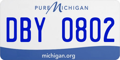 MI license plate DBY0802