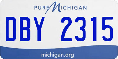 MI license plate DBY2315