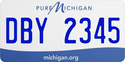 MI license plate DBY2345