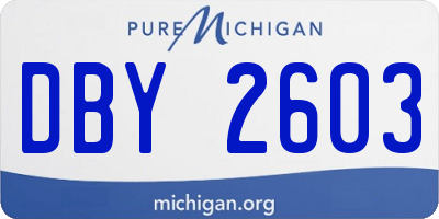 MI license plate DBY2603