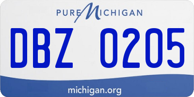 MI license plate DBZ0205