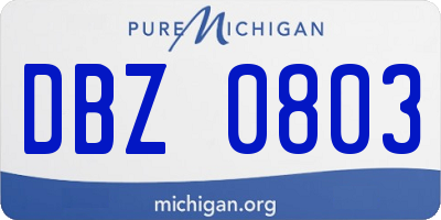 MI license plate DBZ0803