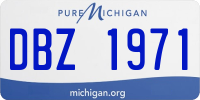 MI license plate DBZ1971