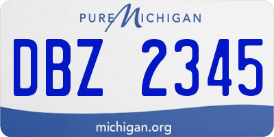 MI license plate DBZ2345