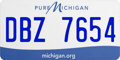 MI license plate DBZ7654