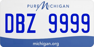 MI license plate DBZ9999