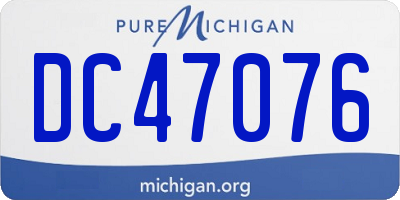 MI license plate DC47076