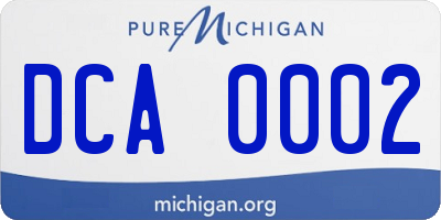 MI license plate DCA0002