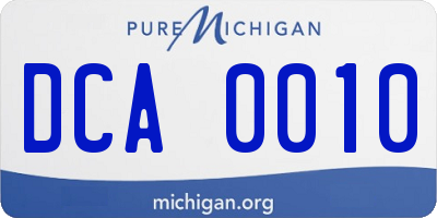 MI license plate DCA0010