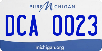 MI license plate DCA0023
