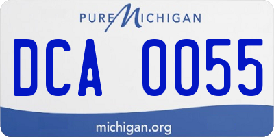 MI license plate DCA0055
