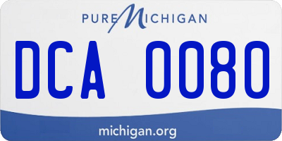 MI license plate DCA0080