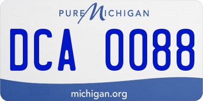 MI license plate DCA0088