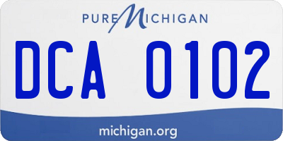 MI license plate DCA0102