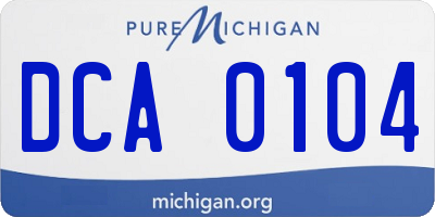 MI license plate DCA0104