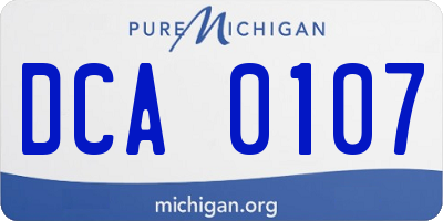 MI license plate DCA0107