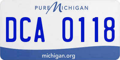 MI license plate DCA0118