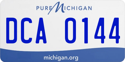 MI license plate DCA0144