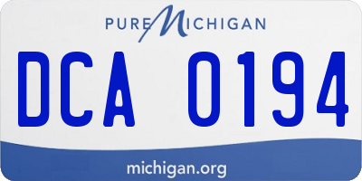 MI license plate DCA0194