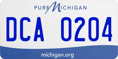 MI license plate DCA0204
