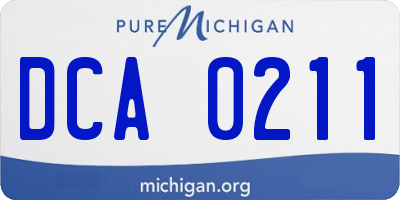 MI license plate DCA0211