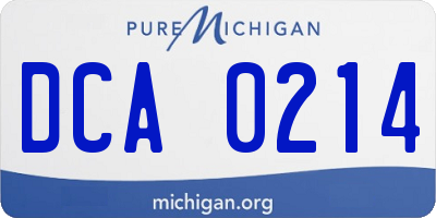 MI license plate DCA0214