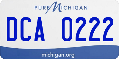 MI license plate DCA0222