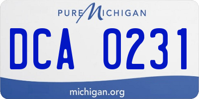 MI license plate DCA0231