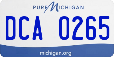 MI license plate DCA0265