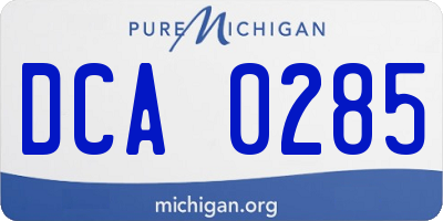 MI license plate DCA0285