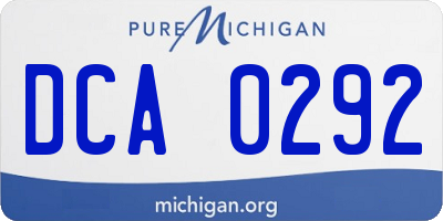 MI license plate DCA0292