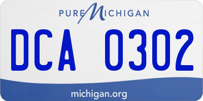 MI license plate DCA0302