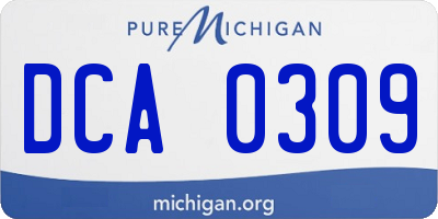 MI license plate DCA0309