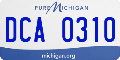 MI license plate DCA0310