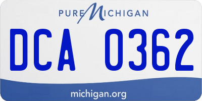 MI license plate DCA0362