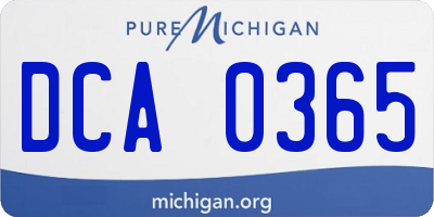 MI license plate DCA0365