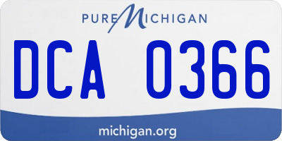 MI license plate DCA0366