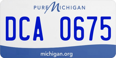 MI license plate DCA0675