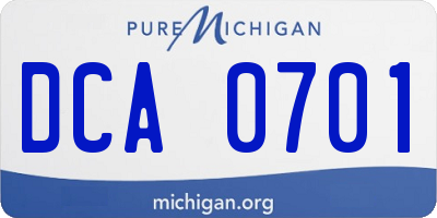 MI license plate DCA0701