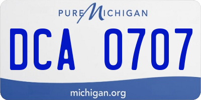 MI license plate DCA0707
