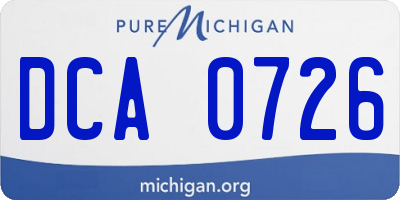 MI license plate DCA0726