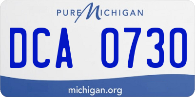MI license plate DCA0730