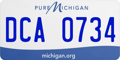MI license plate DCA0734