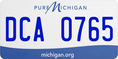 MI license plate DCA0765
