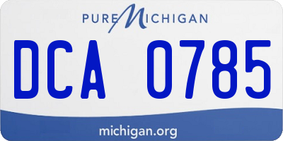 MI license plate DCA0785