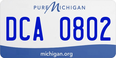MI license plate DCA0802