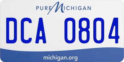 MI license plate DCA0804