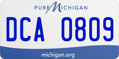 MI license plate DCA0809