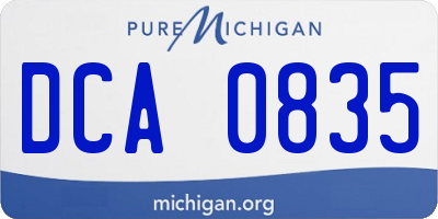 MI license plate DCA0835