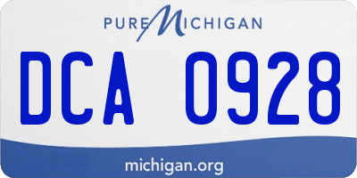 MI license plate DCA0928